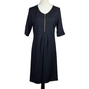Isabella Oliver 4 Maternity Black Round Neck Short Sleeve Zip A-Line Mini Dress
